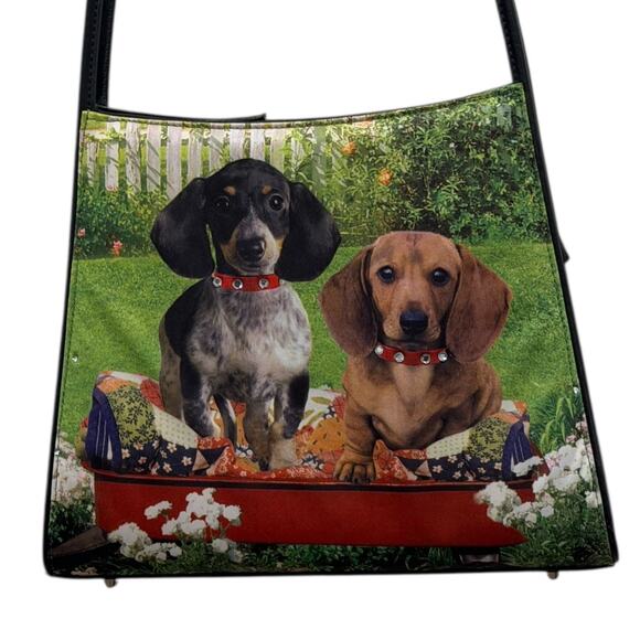 Y2k Dachshund Puppies Structured Handbag - Picture 3 of 9
